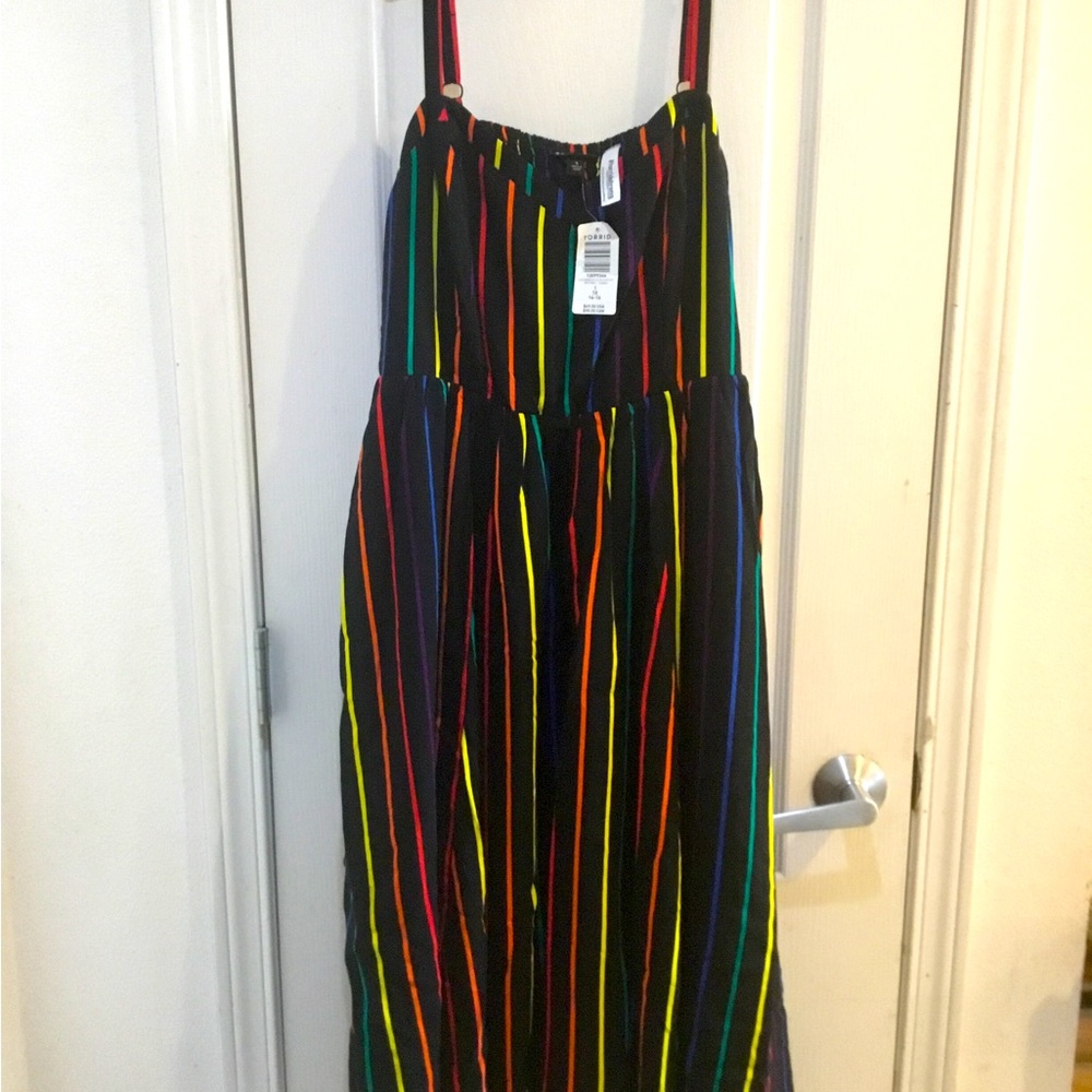Torrid rainbow stripe dress with pockets